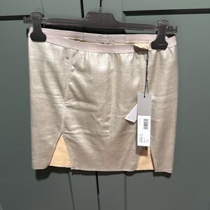 NWT Rick Owens silver leather mini skirt